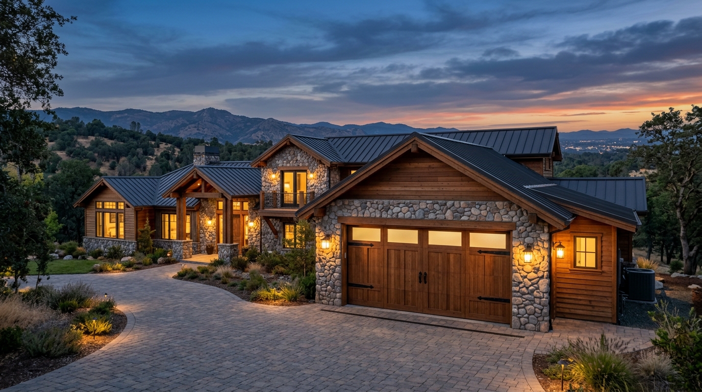 Folsom Garage Door Service Exterior Closed Garage Door at Twilight